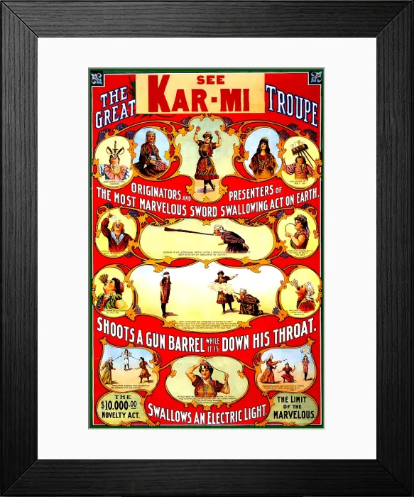 Framed Print : Joseph Hollingsworth, Sword Swallowing Act Framed Print : Joseph Hollingsworth, Sword Swallowing Act