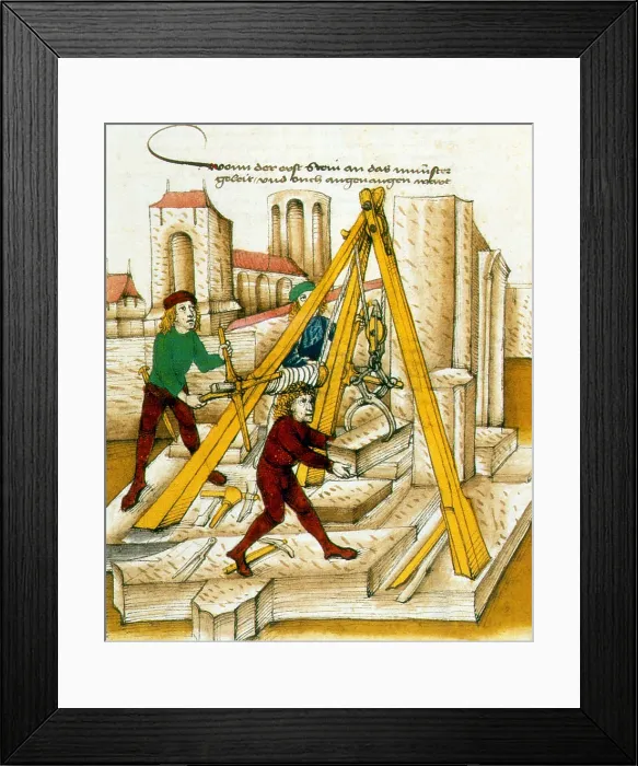 Framed Print : Constructing Church of Bern, 15th Century Framed Print : Constructing Church of Bern, 15th Century