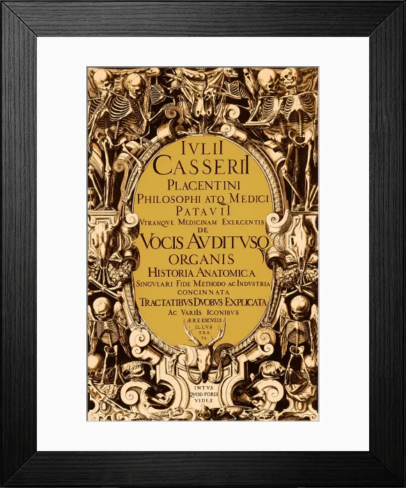 Framed Print : Giulio Casserio's Anatomy, Title Page, 1601 Framed Print : Giulio Casserio's Anatomy, Title Page, 1601