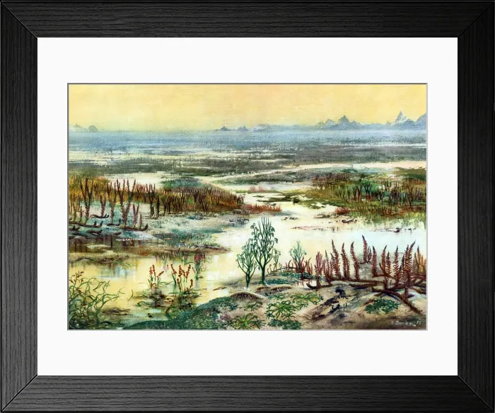 Framed Print : Prehistoric, Lower Devonian Landscape Framed Print : Prehistoric, Lower Devonian Landscape