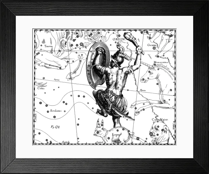 Framed Print : Orion Constellation, Hevelius, 1687 Framed Print : Orion Constellation, Hevelius, 1687