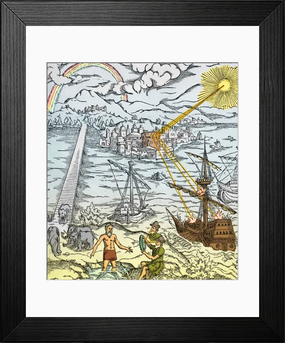 Framed Print : Discoveries in Optics, Archimedes Heat Ray Framed Print : Discoveries in Optics, Archimedes Heat Ray