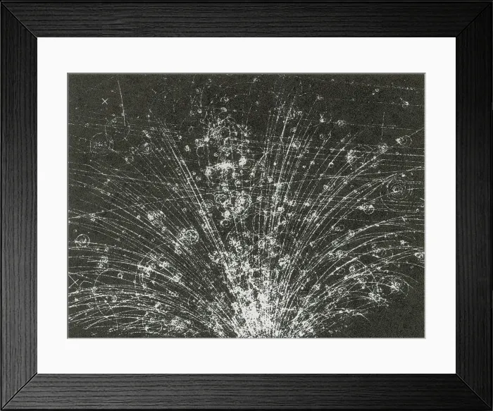 Framed Print : Cosmic Ray Tracks, Bubble Chamber Event