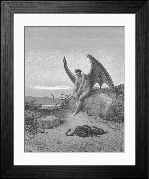 Framed Print : Satan Finding Serpent, by Dore