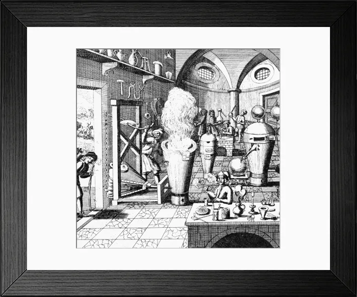 Framed Print : Chemist's Laboratory 1700s