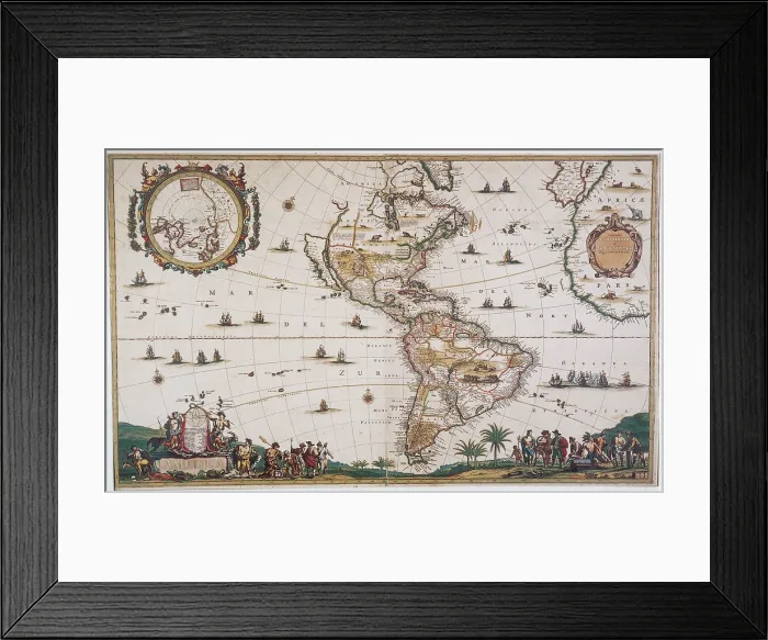 Framed Print : Map of the Americas, 17th Century Framed Print : Map of the Americas, 17th Century