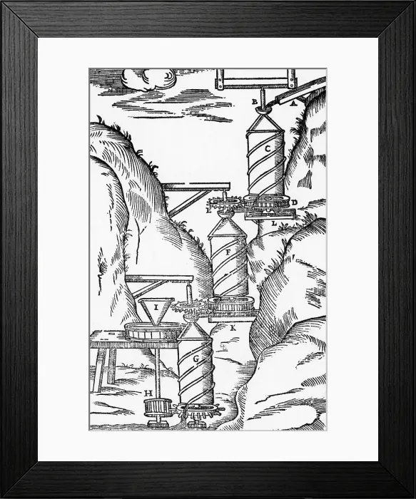 Framed Print : Watermill, Reversed Archimedean Screw Framed Print : Watermill, Reversed Archimedean Screw