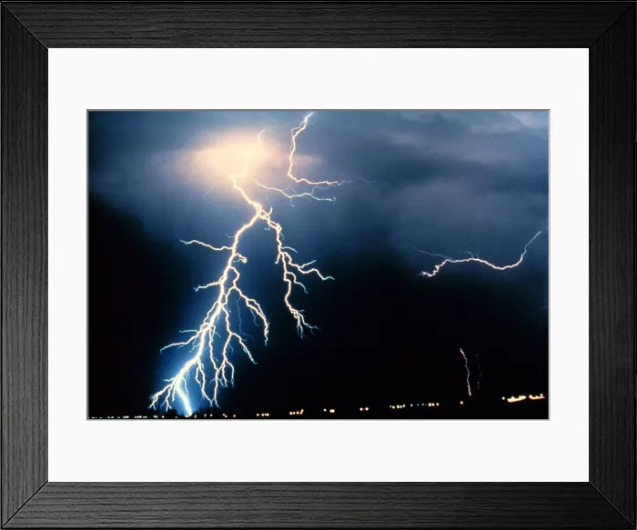 Framed Print : Lightning occurs when there is an electrical discharge within, or around, a thunderstorm Framed Print : Lightning occurs when there is an electrical discharge within, or around, a thunderstorm