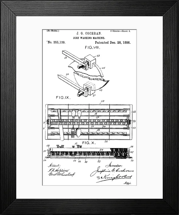 Framed Print : Josephine Cochran's Dish Washing Machine, 1886 Framed Print : Josephine Cochran's Dish Washing Machine, 1886
