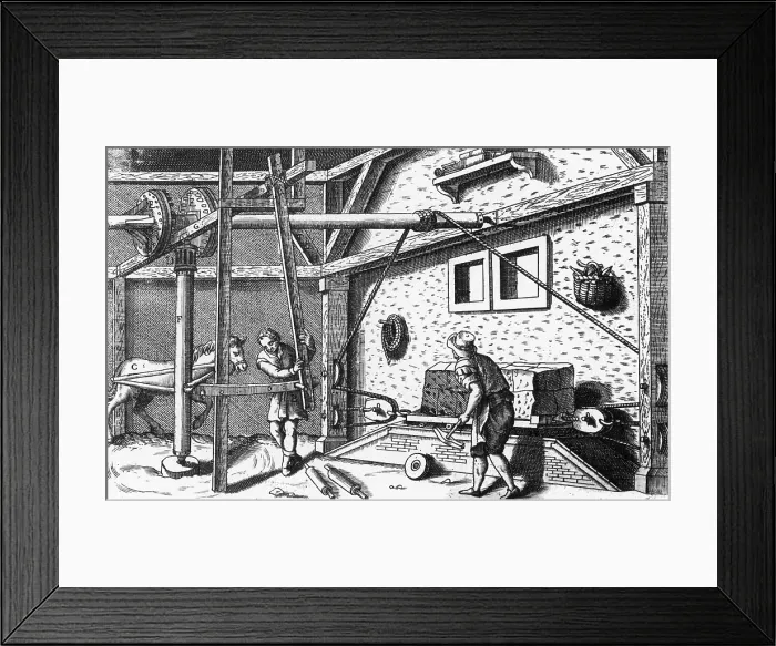 Framed Print : Stone-Cutting Process, 17th Century Framed Print : Stone-Cutting Process, 17th Century
