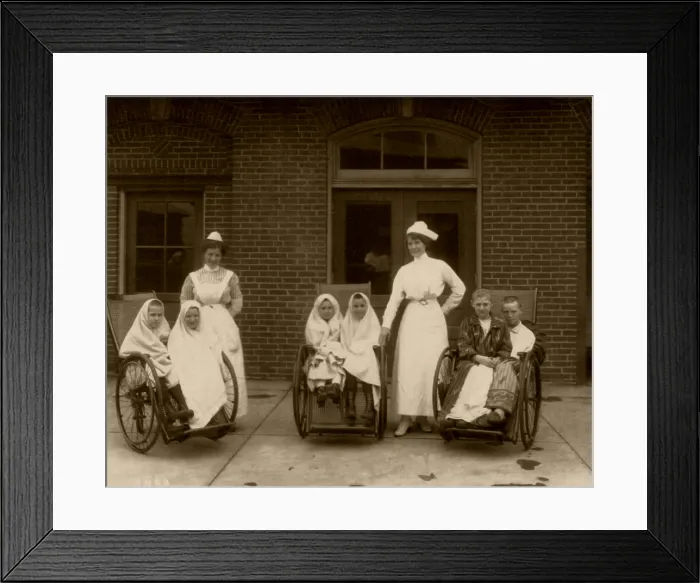 Framed Print : Children receiving sunshine therapy Framed Print : Children receiving sunshine therapy