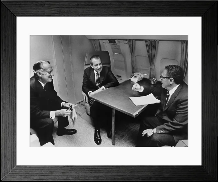 Framed Print : In Flight Discussion, President Nixon & Advisors Framed Print : In Flight Discussion, President Nixon & Advisors