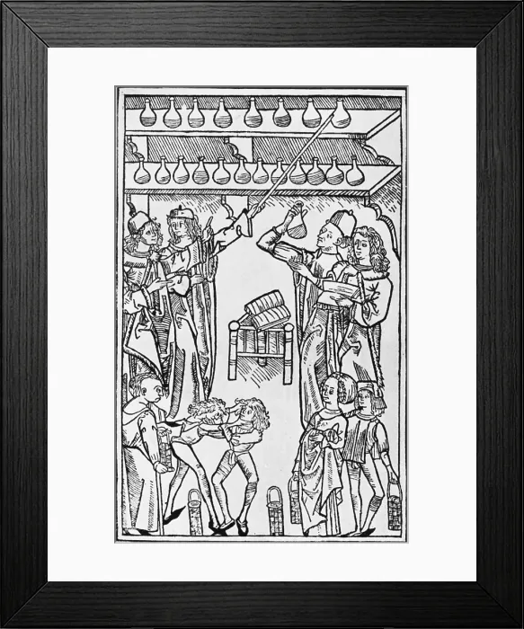 Framed Print : Hortus Sanitatis, Uroscopy