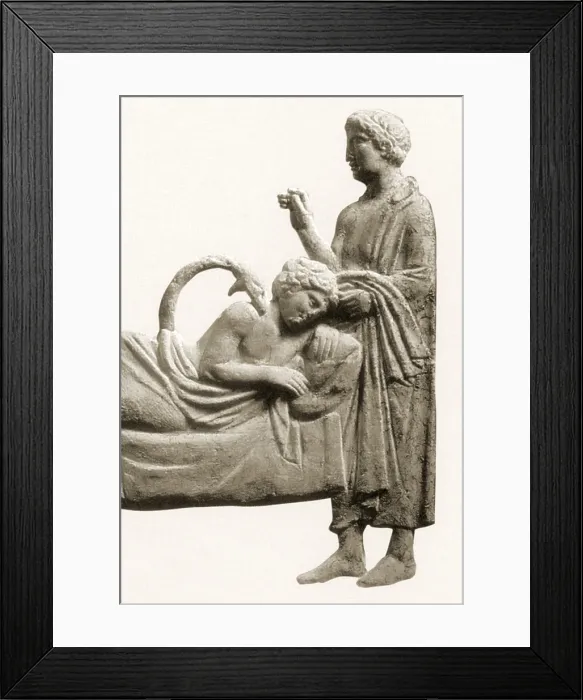Framed Print : Snake of Asclepius Curing Ancient Greek Patient Framed Print : Snake of Asclepius Curing Ancient Greek Patient