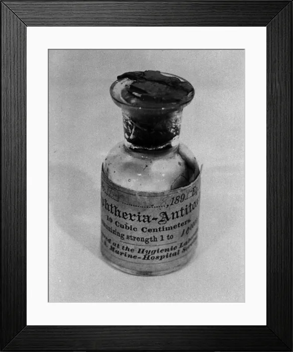 Framed Print : Diphtheria Antitoxin Bottle, 1895