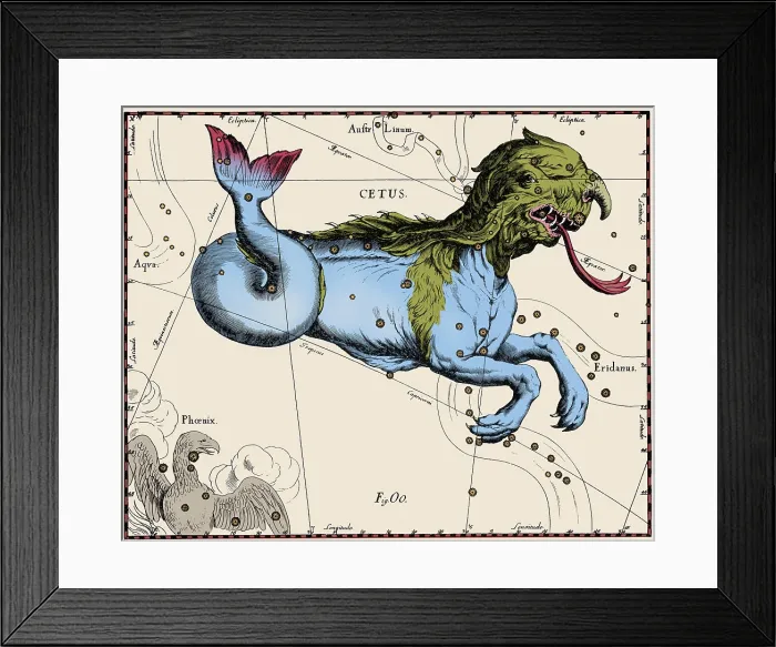 Framed Print : Cetus Constellation, Hevelius, 1687 Framed Print : Cetus Constellation, Hevelius, 1687