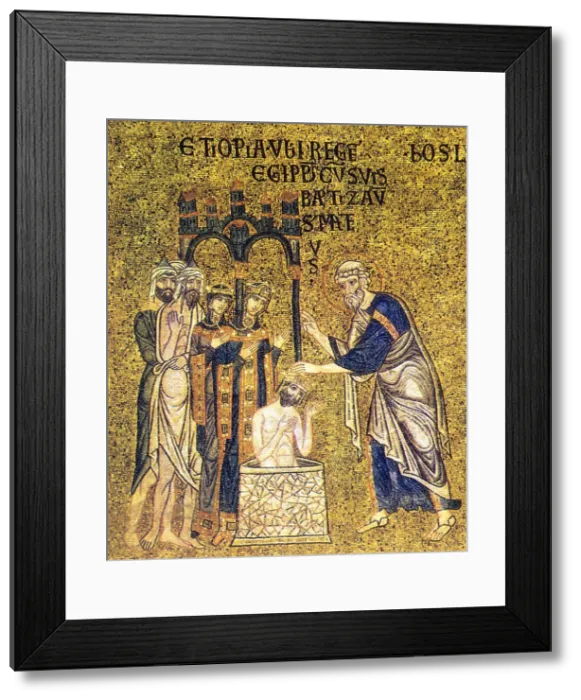 Framed Print : Apostle in Act of Baptizing Mosaic, 14th Century