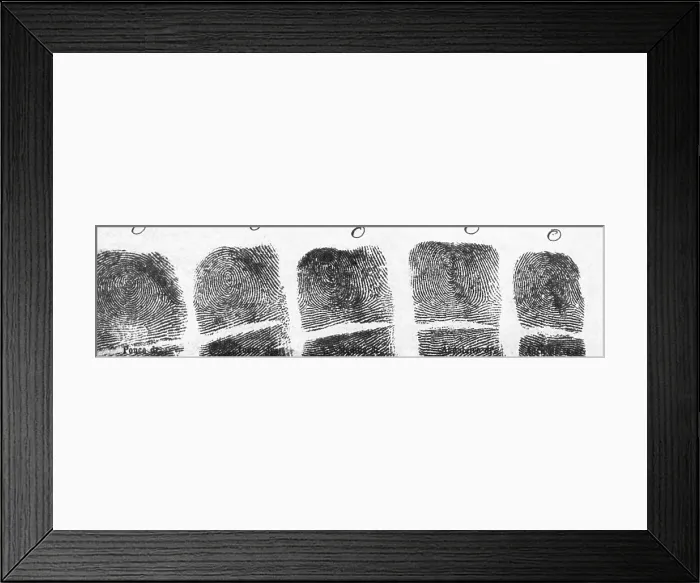 Framed Print : Fingerprints of Vincenzo Peruggia, Mona Lisa Thief Framed Print : Fingerprints of Vincenzo Peruggia, Mona Lisa Thief