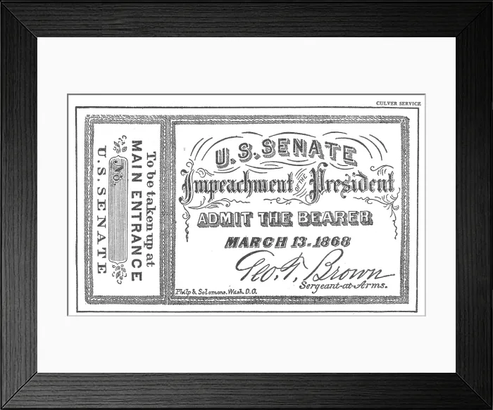 Framed Print : Impeachment Ticket, 1868
