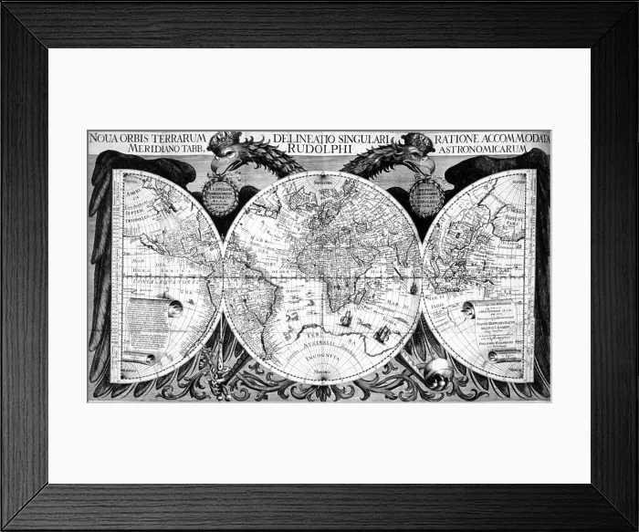 Framed Print : Johannes Kepler World Map, Tabulae Rudolphinae, 1627 Framed Print : Johannes Kepler World Map, Tabulae Rudolphinae, 1627