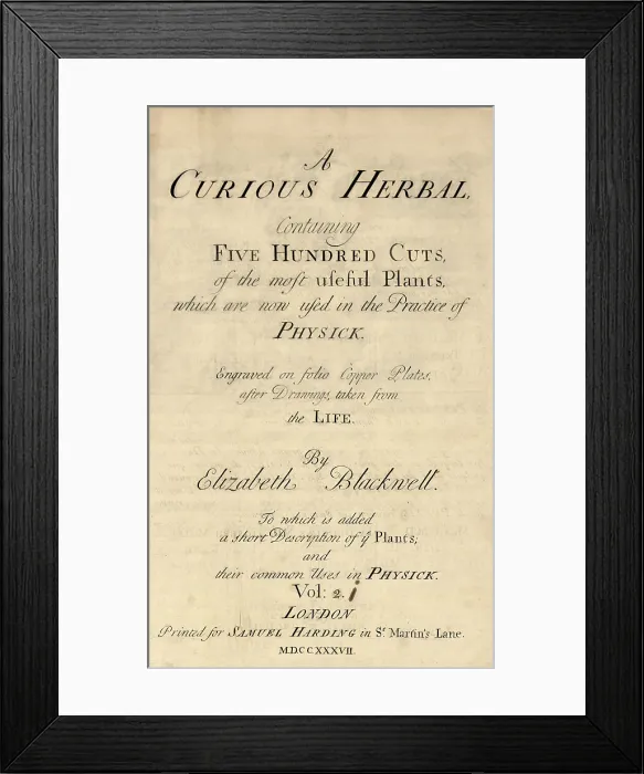 Framed Print : 'A Curious Herbal', Title Page, 1737 Framed Print : 'A Curious Herbal', Title Page, 1737