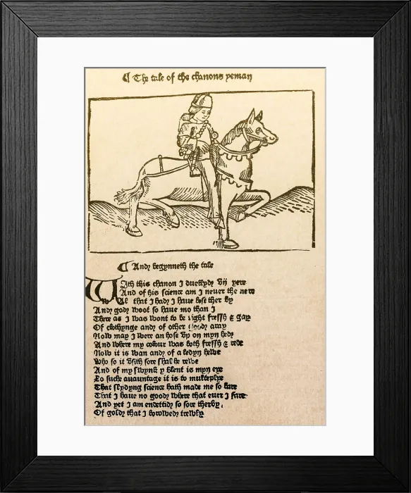 Framed Print : Geoffrey Chaucer, Canterbury Tales Framed Print : Geoffrey Chaucer, Canterbury Tales