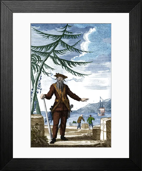 Framed Print : Edward Teach AKA Blackbeard, English Pirate Framed Print : Edward Teach AKA Blackbeard, English Pirate