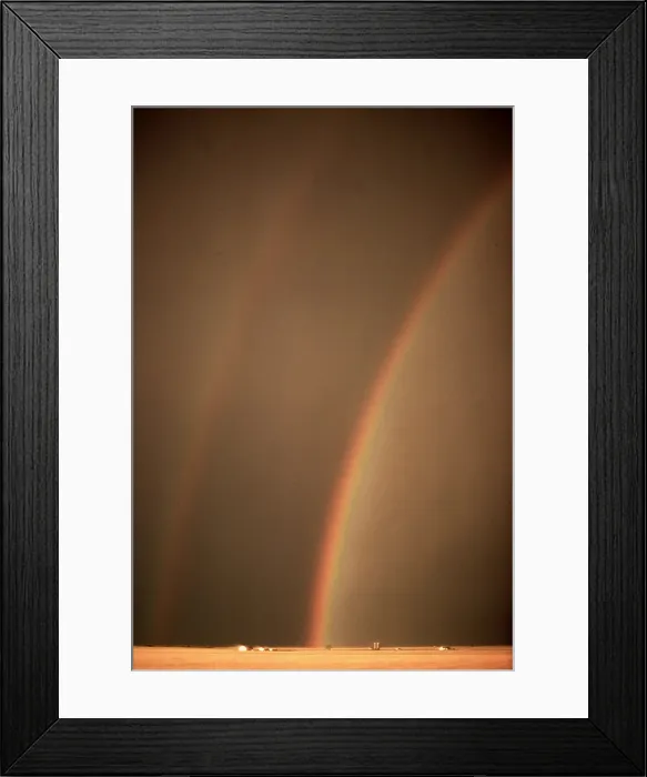 Framed Print : Rainbow with reflection over an Oklahoma wheatfield