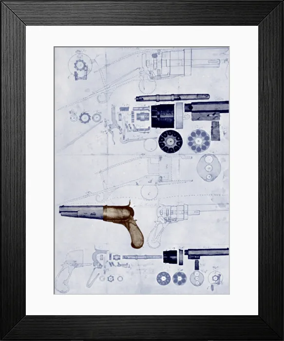 Framed Print : Colt Pistol, US Patent Diagram Framed Print : Colt Pistol, US Patent Diagram