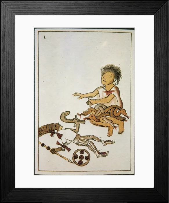 Framed Print : Birth if Huitzilopochtli, 16th century Framed Print : Birth if Huitzilopochtli, 16th century