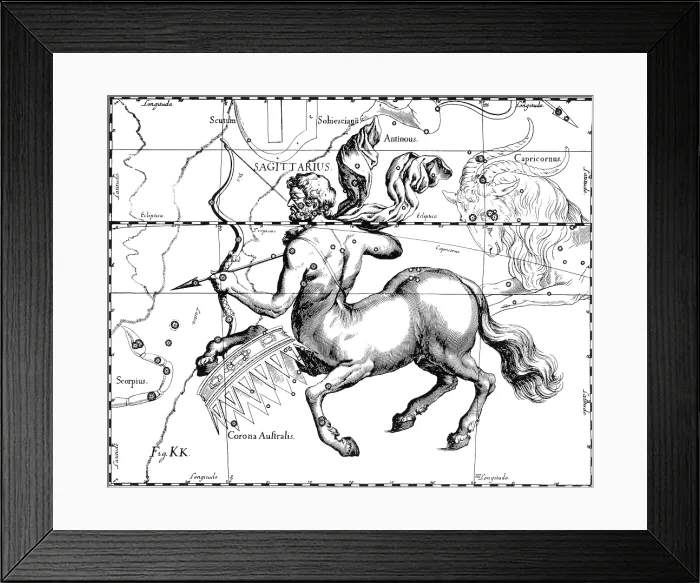 Framed Print : Sagittarius Constellation, Zodiac Sign, Hevelius Framed Print : Sagittarius Constellation, Zodiac Sign, Hevelius