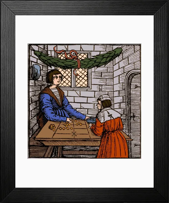 Framed Print : Merchant Using Abacus, 16th Century Framed Print : Merchant Using Abacus, 16th Century