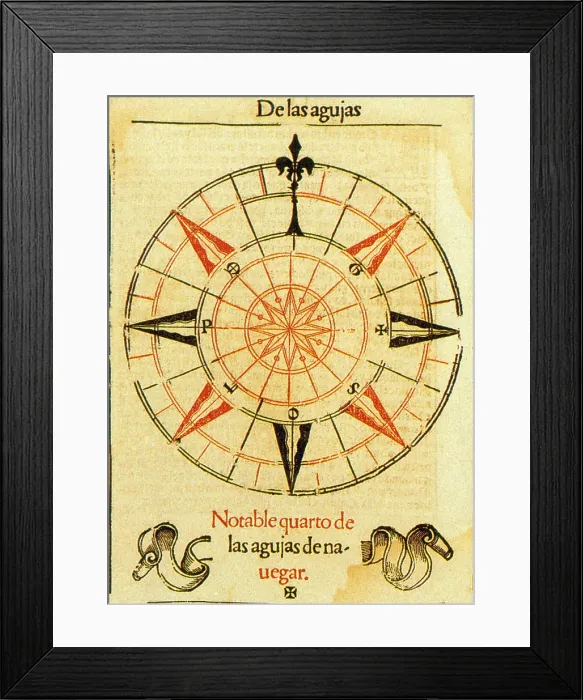 Framed Print : Wind Rose. Wind rose in a navigational treatise by Pedro Medina (1552) Framed Print : Wind Rose. Wind rose in a navigational treatise by Pedro Medina (1552)