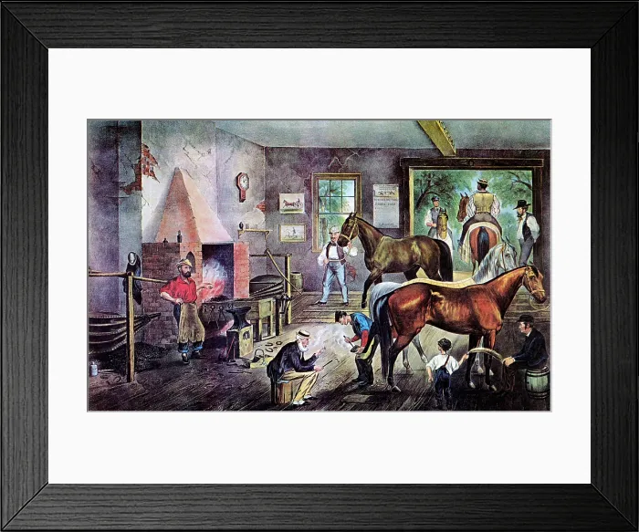 Framed Print : Blacksmith Workshop, 19th Century