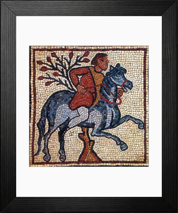 Framed Print : Horse and Rider, Byzantine Mosaic, 6th Century Framed Print : Horse and Rider, Byzantine Mosaic, 6th Century