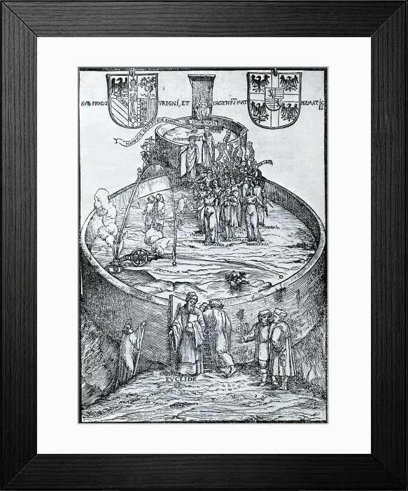 Framed Print : Tartaglia's Nova Scientia, Frontispiece, 1537 Framed Print : Tartaglia's Nova Scientia, Frontispiece, 1537