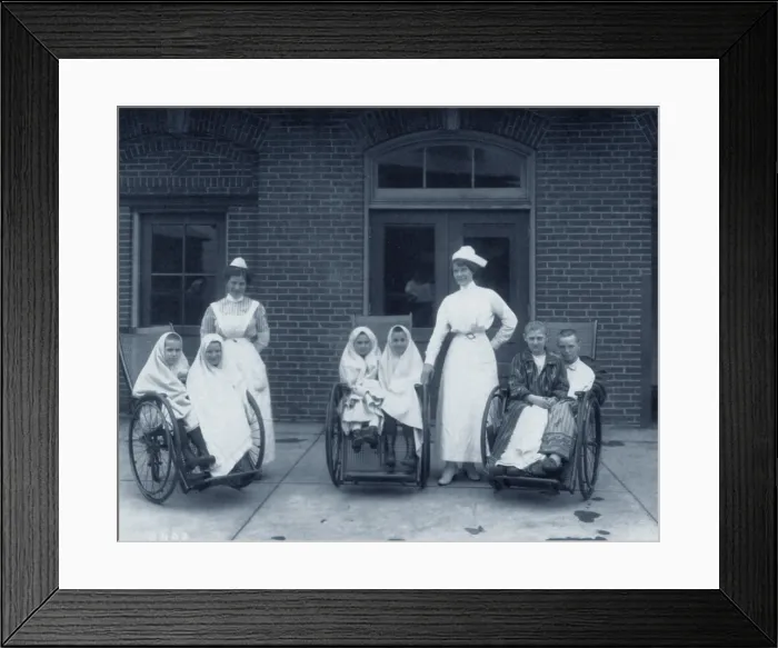 Framed Print : Children receiving sunshine therapy Framed Print : Children receiving sunshine therapy