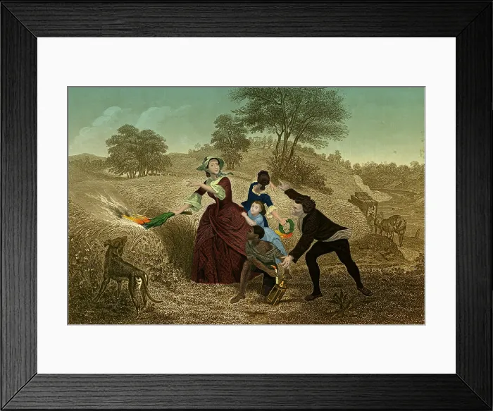 Framed Print : Mrs. Schuyler Firing her Wheat Fields, 1777 Framed Print : Mrs. Schuyler Firing her Wheat Fields, 1777