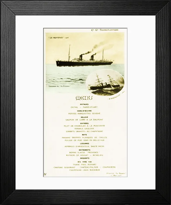 Framed Print : Menu from La Navarre Framed Print : Menu from La Navarre