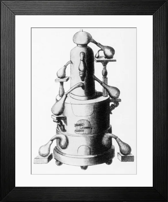 Framed Print : Distillation, Alembic, 18th Century