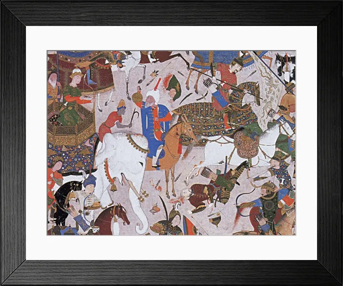 Framed Print : Arab Astronomer Takes Reading from Astrolabe During Battle Framed Print : Arab Astronomer Takes Reading from Astrolabe During Battle