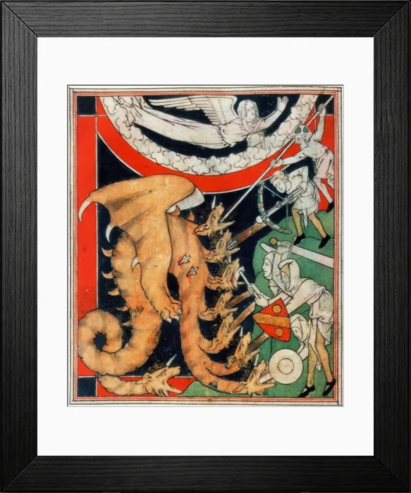 Framed Print : Knights Battle Eight-Headed Dragon, 1313 Framed Print : Knights Battle Eight-Headed Dragon, 1313