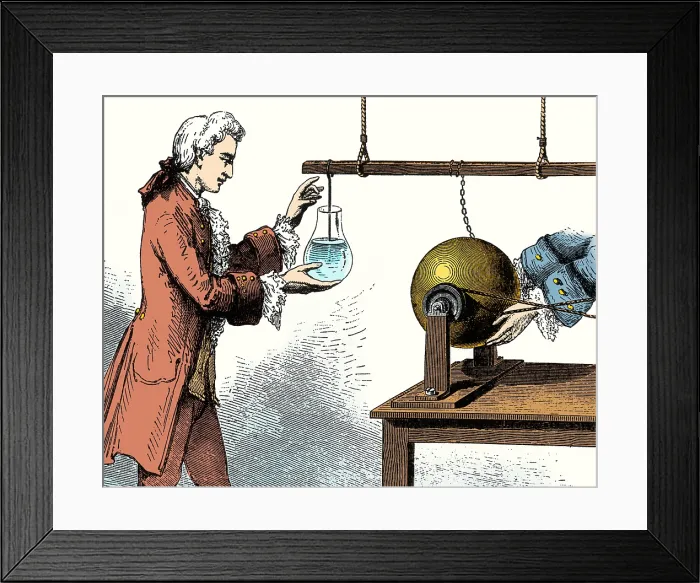 Framed Print : Discovery of the Leyden Jar, 1746 Framed Print : Discovery of the Leyden Jar, 1746