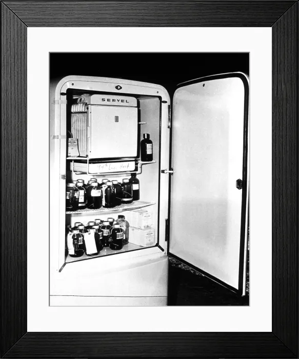 Framed Print : Blood Storage Refrigerator, 1940's