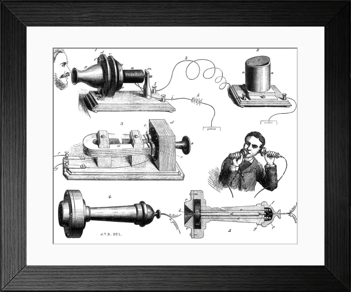 Framed Print : Alexander Graham Bell, Telephone System, 1877 Framed Print : Alexander Graham Bell, Telephone System, 1877