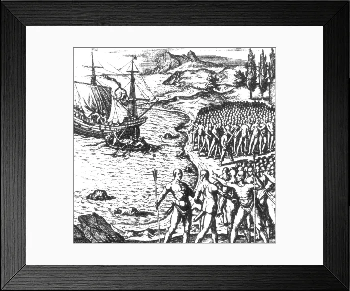 Framed Print : Francisco Pizarro Arrives in Peru, 1532 Framed Print : Francisco Pizarro Arrives in Peru, 1532