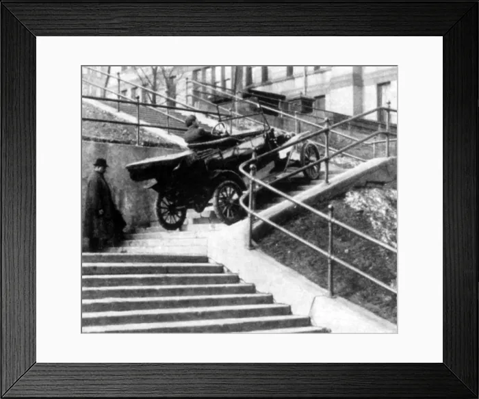 Framed Print : Ford Model T Car Stunt, 1910s