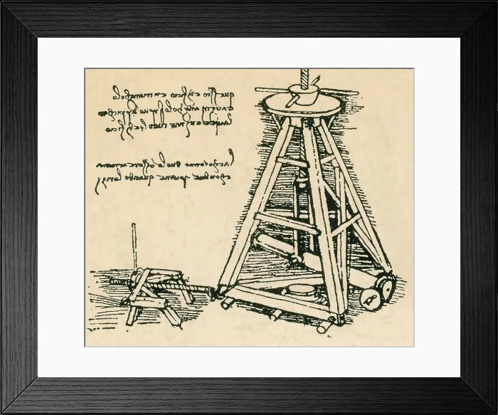 Framed Print : Da Vinci Invention, Lifting Machine Framed Print : Da Vinci Invention, Lifting Machine