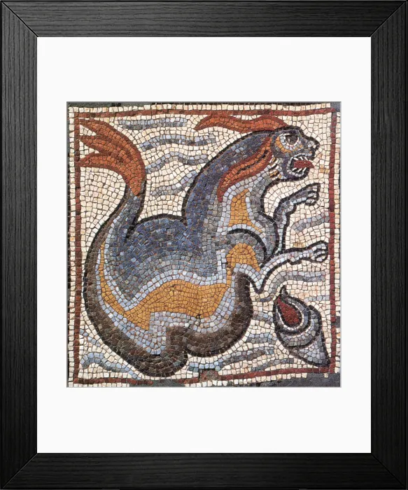 Framed Print : Amphibian Monster, Byzantine Mosaic, 6th Century