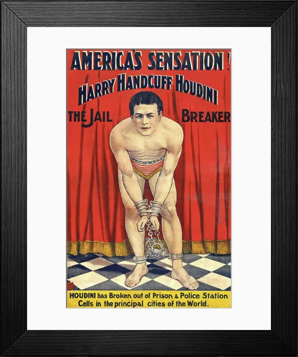 Framed Print : Harry Houdini, Jail Breaker, 1900 Framed Print : Harry Houdini, Jail Breaker, 1900